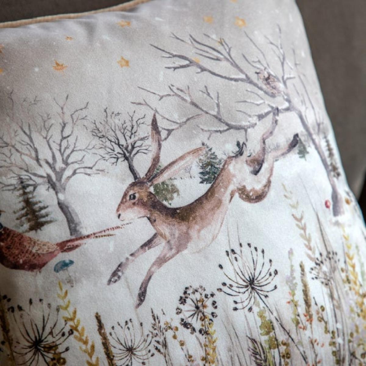 Forest and Deer Scene Square Cushion – image 3