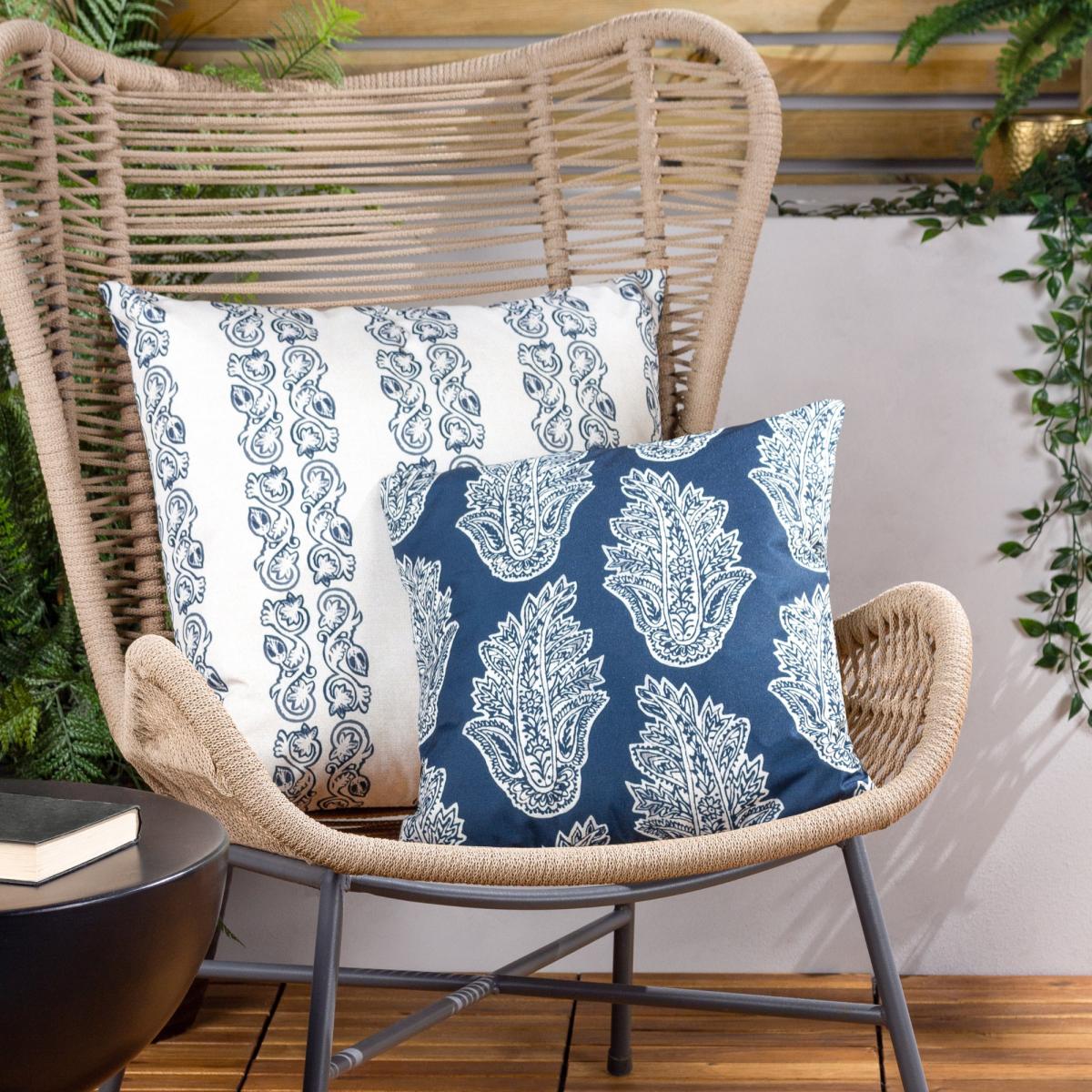 Paoletti Kalindi Stripe Large Outdoor Cushion Navy – image 4