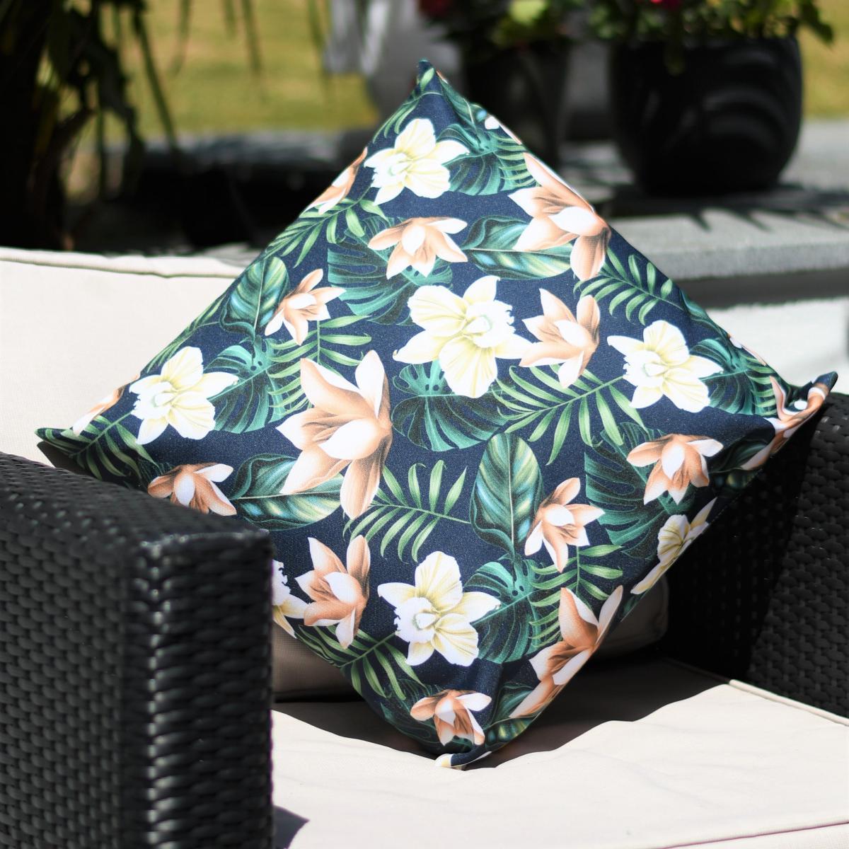 Java Navy Water Resistant Outdoor Cushion Navy, Green and Brown – image 2