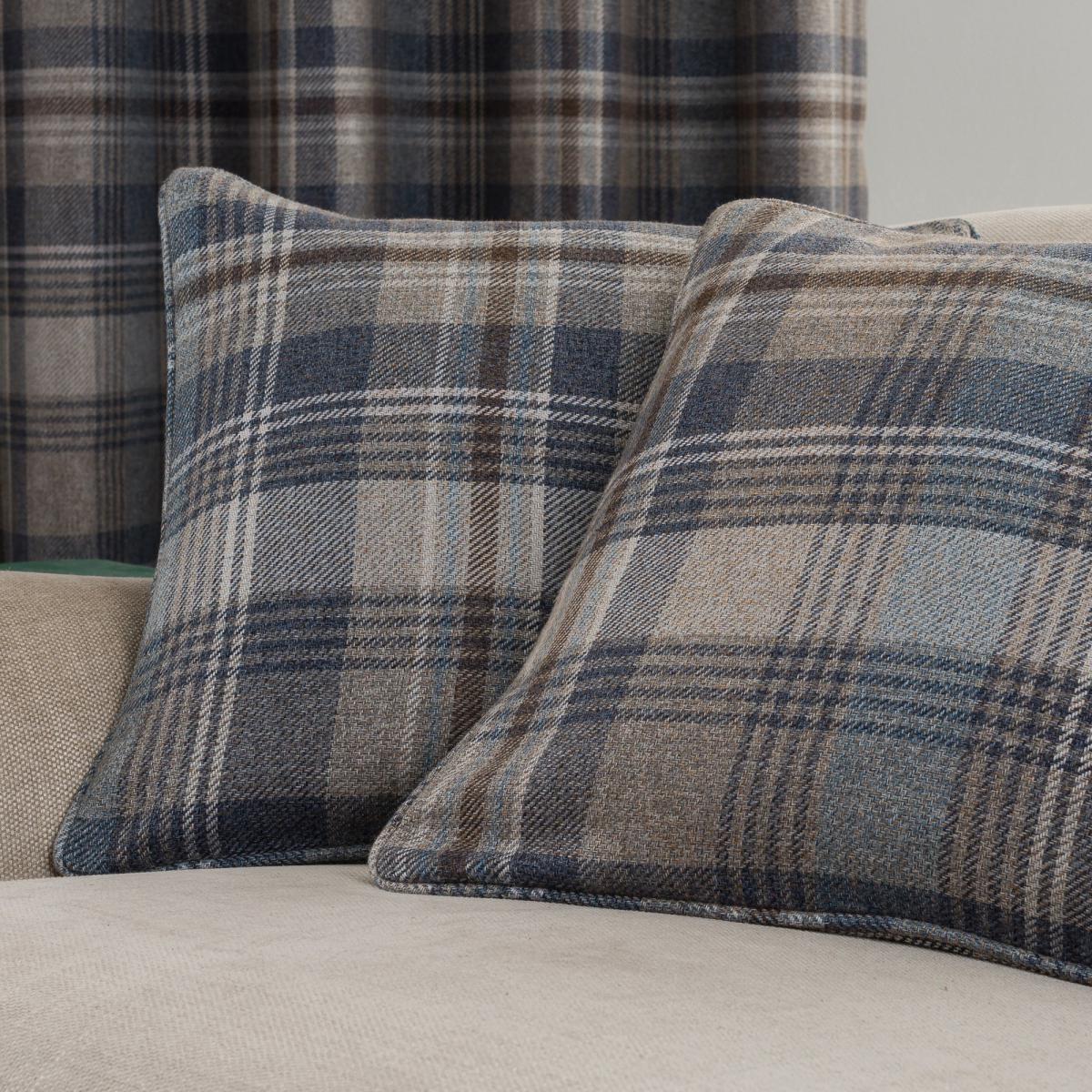 Perth Navy Check Cushion Navy Blue – image 3