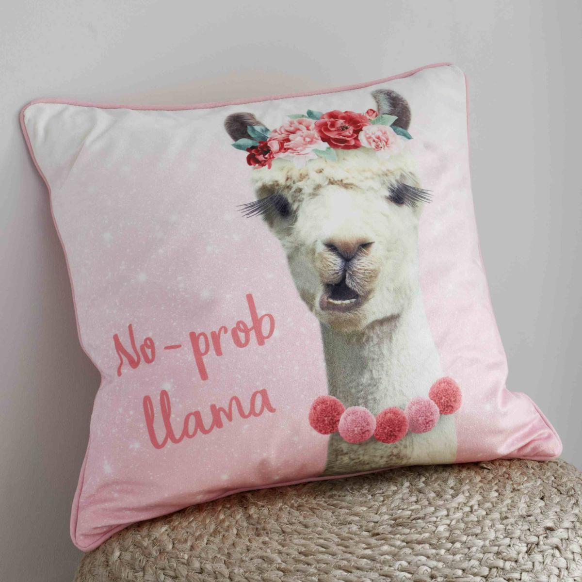 Catherine Lansfield No Prob-llama Cushion Pink – image 1