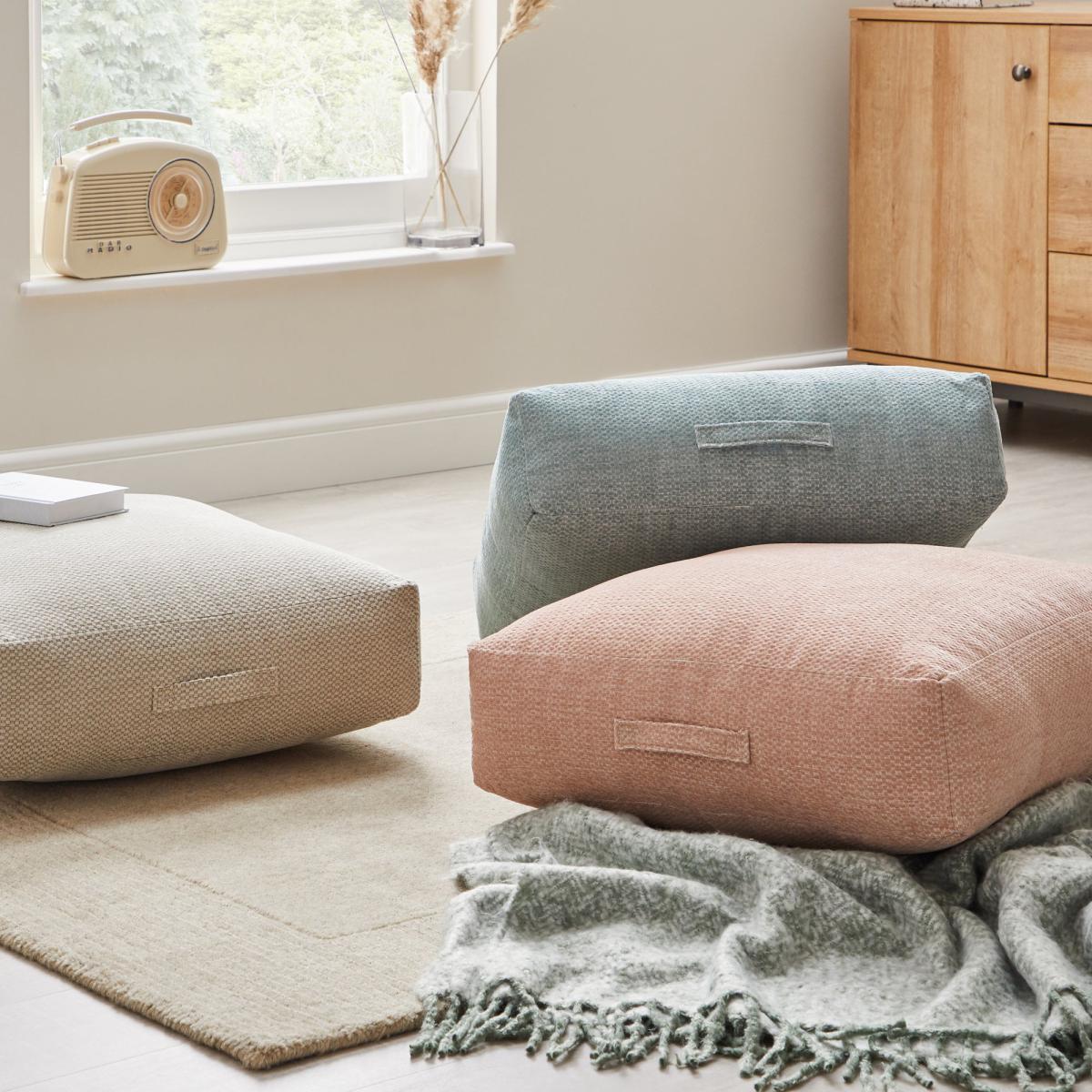 Chenille Natural Slub Floor Cushion Brown – image 3