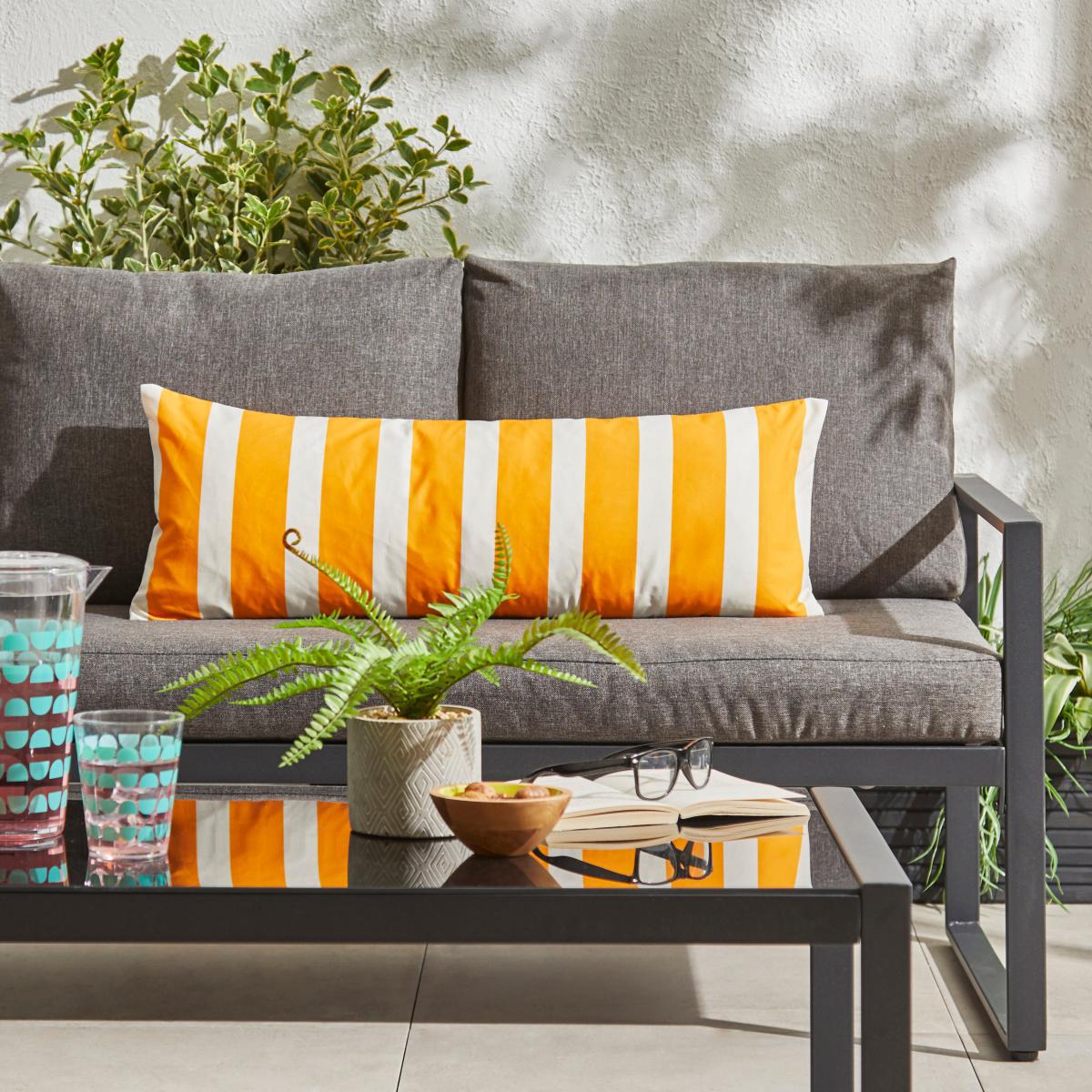 Outdoor Stripe Cushion Cover Mango (Orange) – image 1