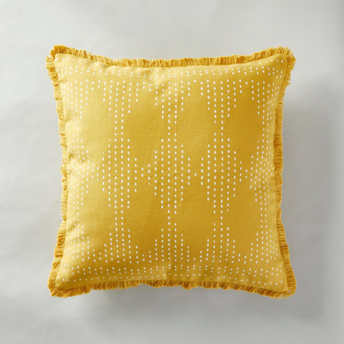 Fringed Diamond Geometric Cushion Cover Gold – image 1