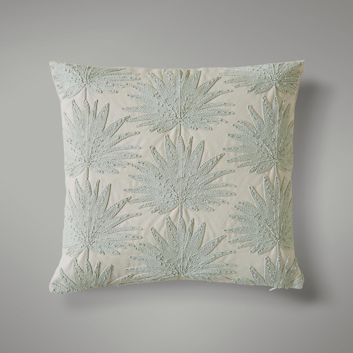 Embroidered Leaf Cushion Grey – image 2
