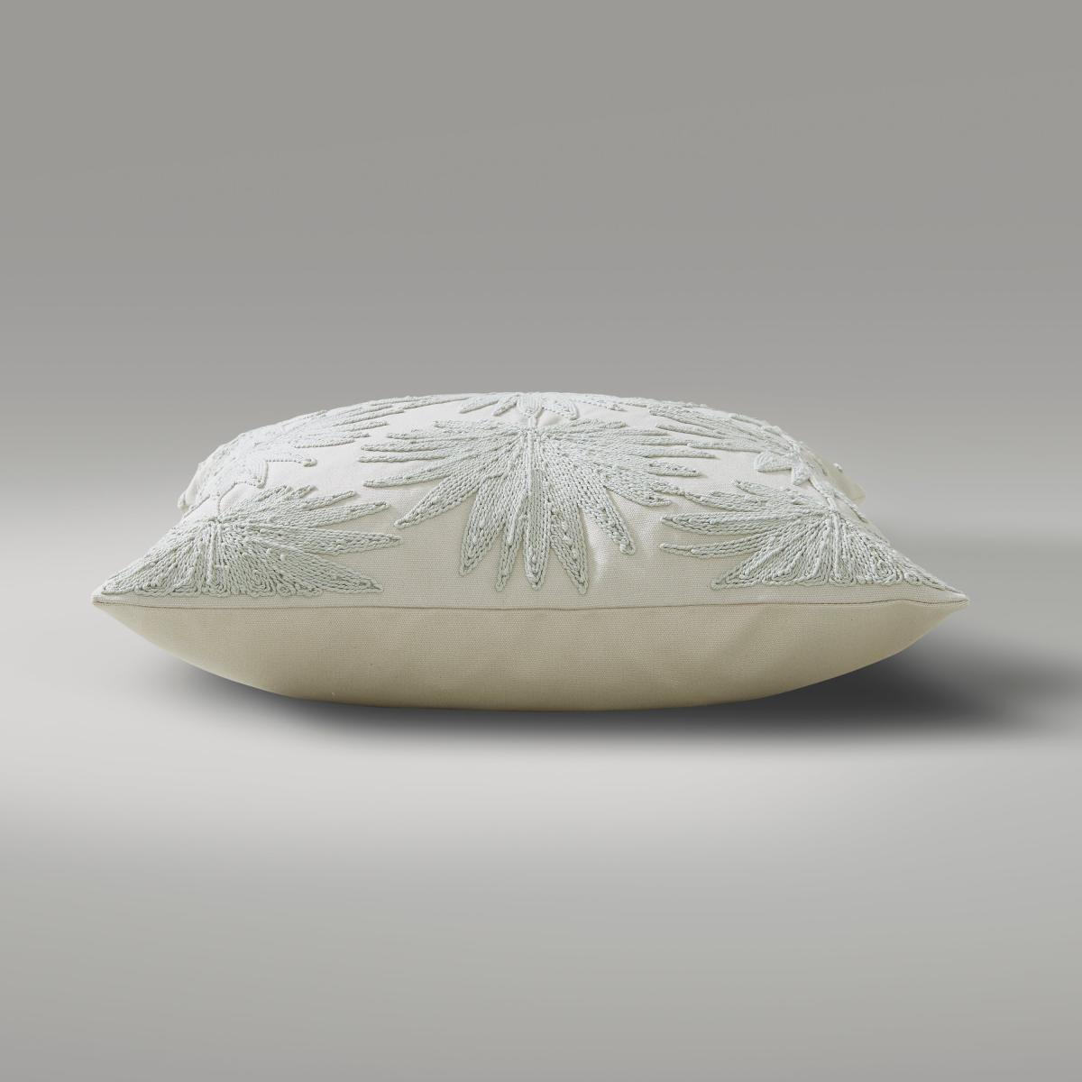 Embroidered Leaf Cushion Grey – image 4