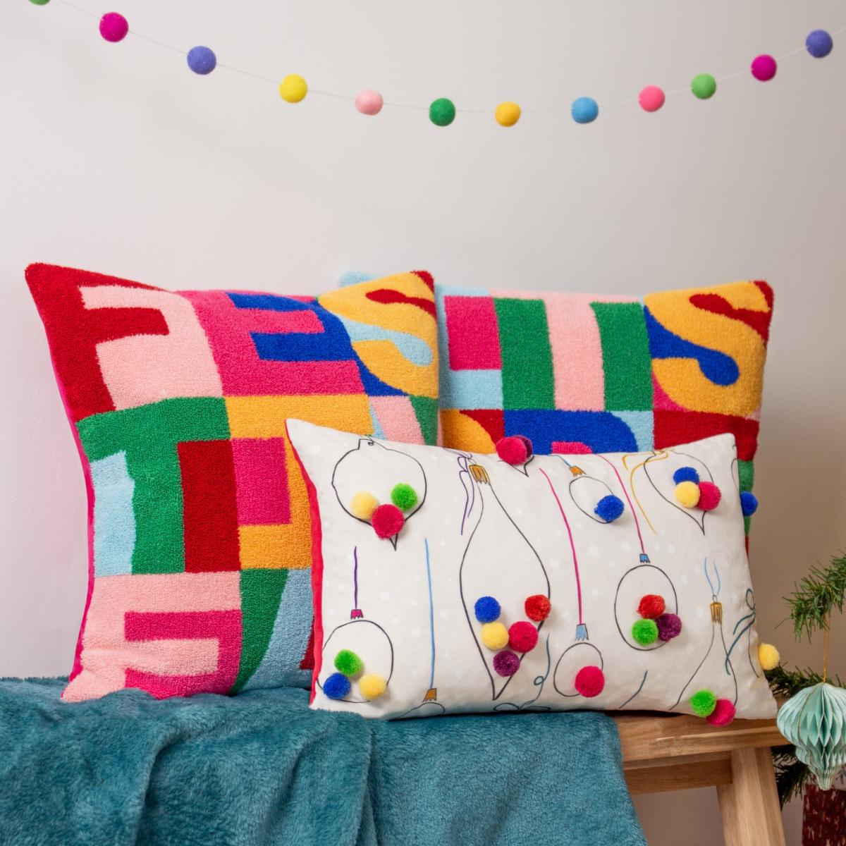 Heya Home FestiveVal Crimbo Square Cushion MultiColoured – image 6
