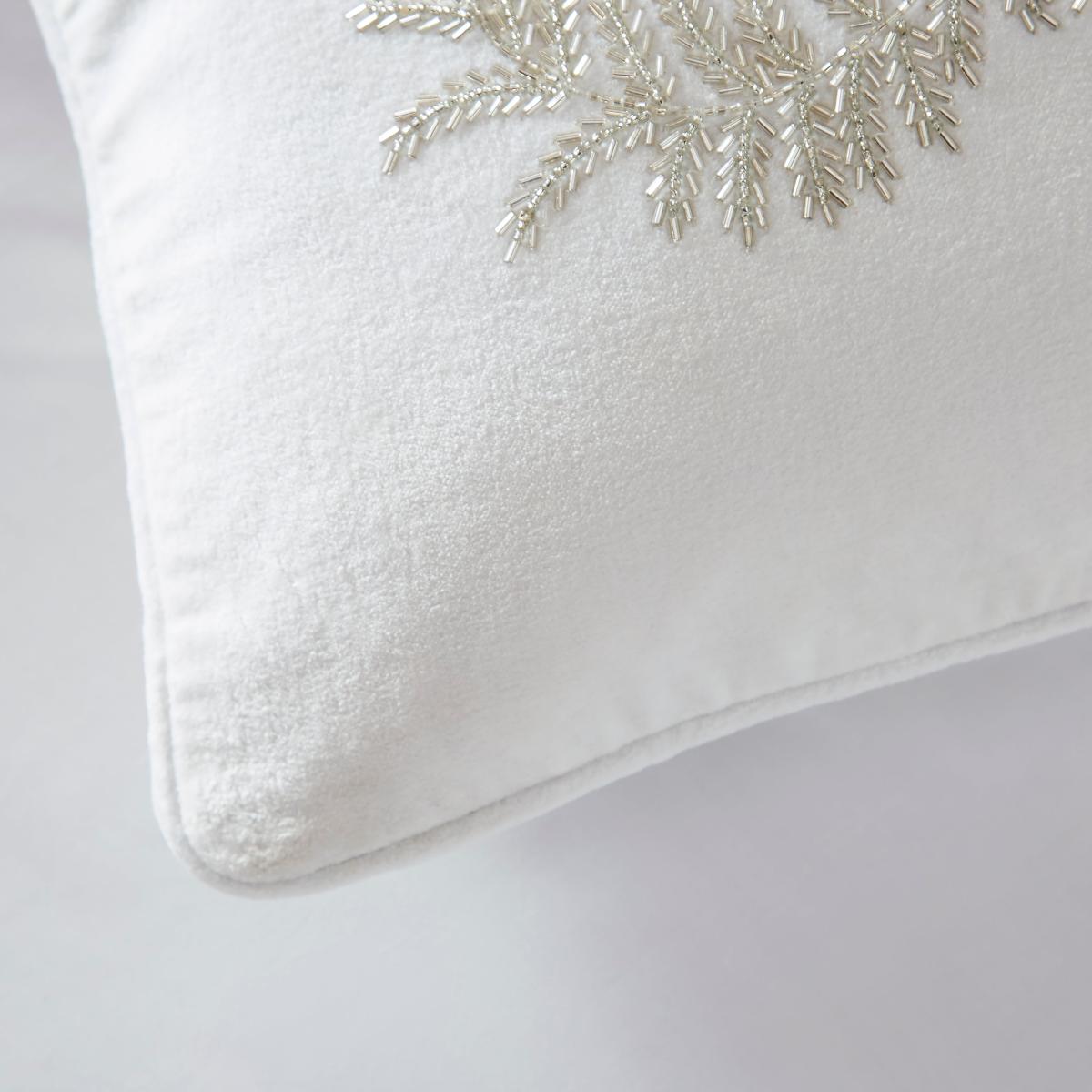Dorma Beaded Leaf Rectangular Cushion Cream – image 2