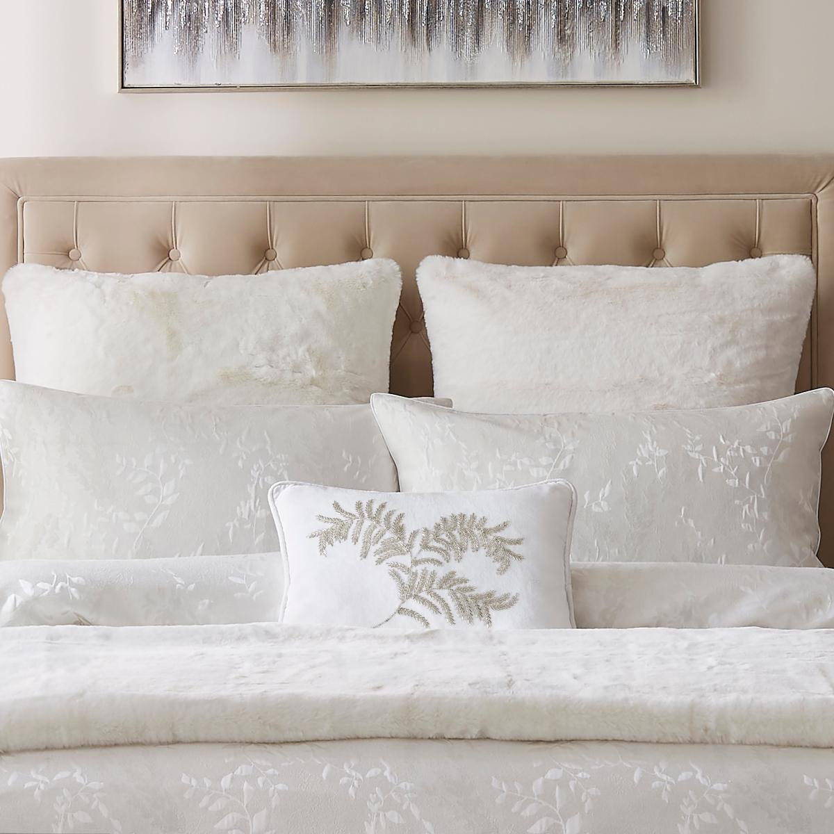 Dorma Beaded Leaf Rectangular Cushion Cream – image 3