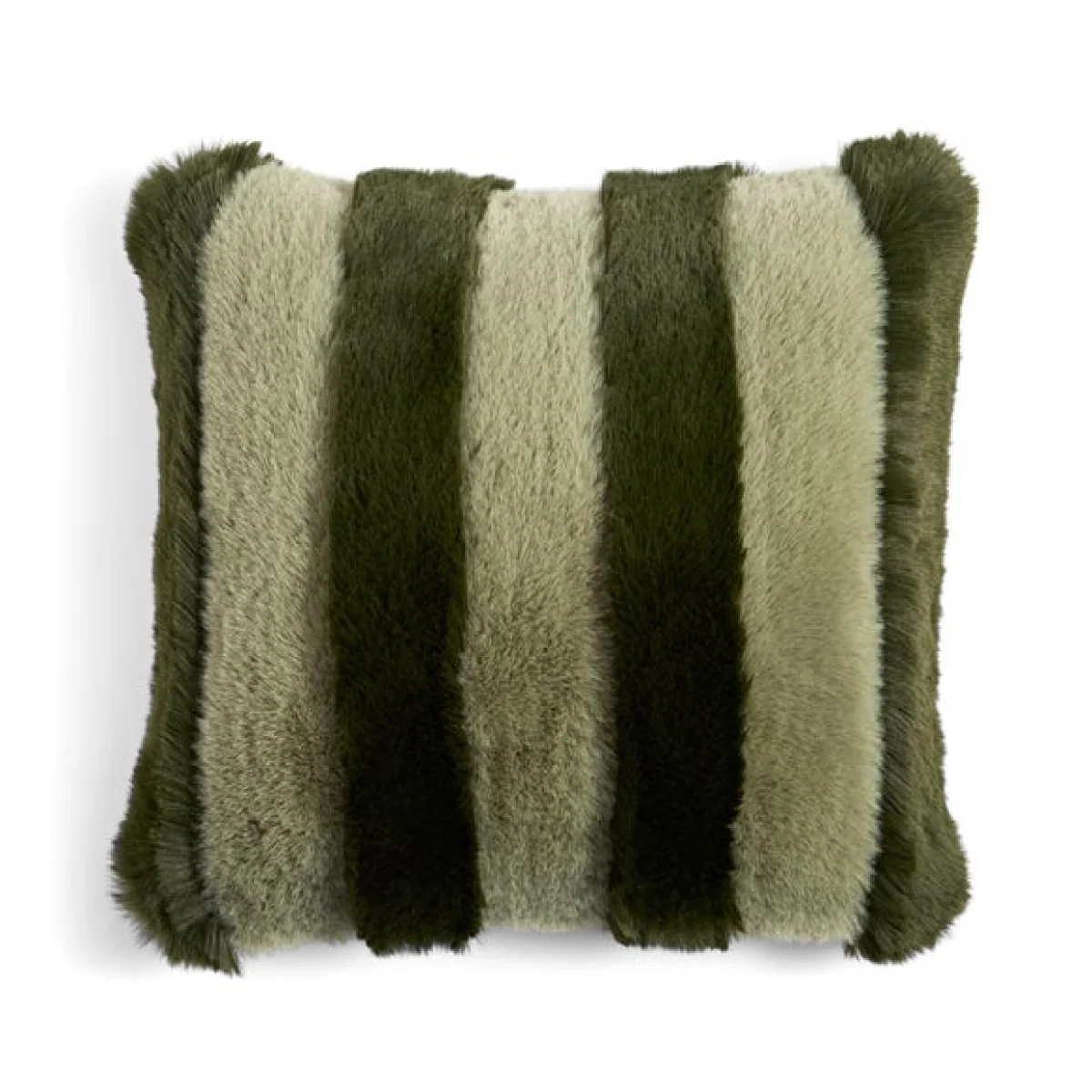 Two-Tone Striped Faux Fur Square Cushion – image 3