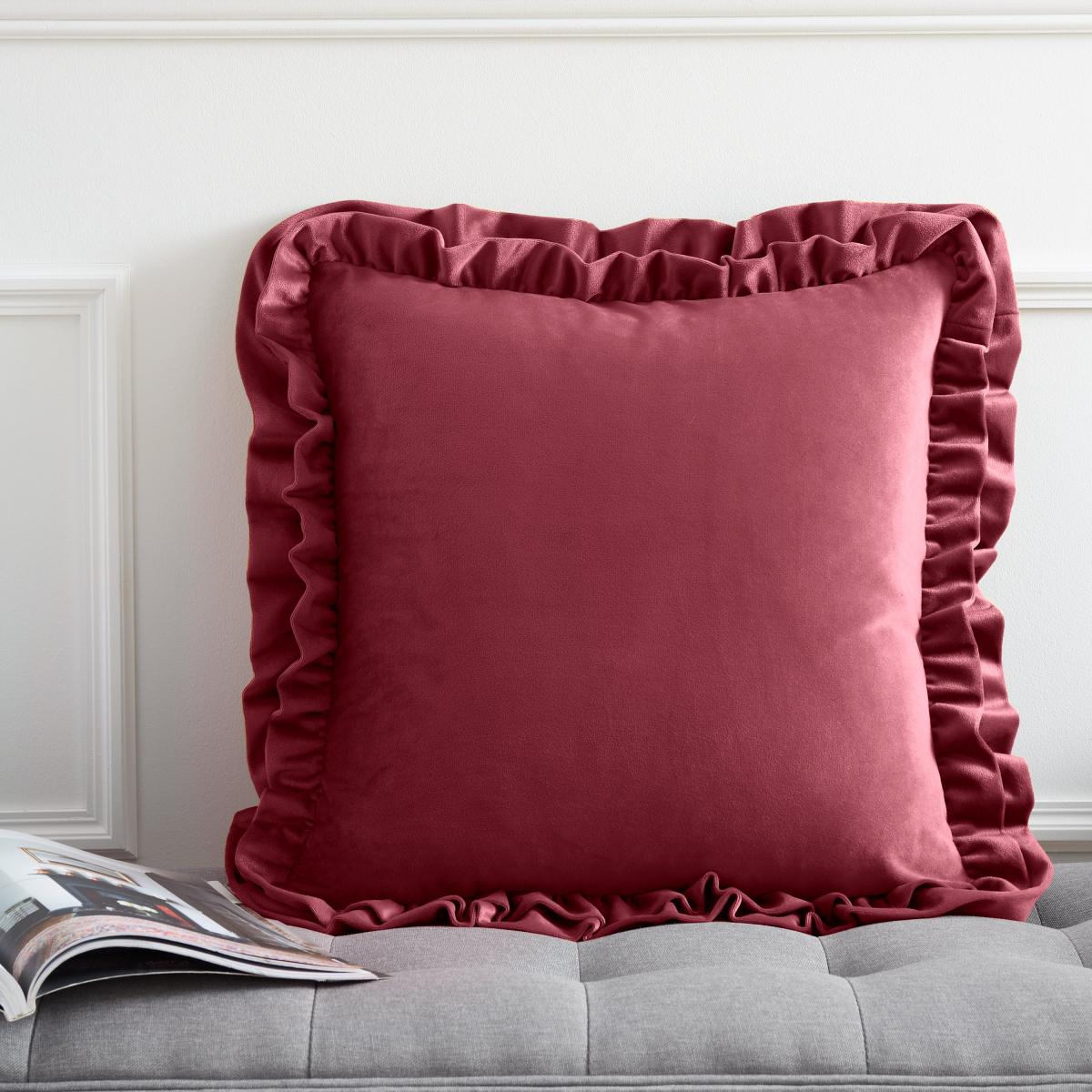 Catherine Lansfield So Soft Velvet Touch Double Frill Square Cushion – image 1