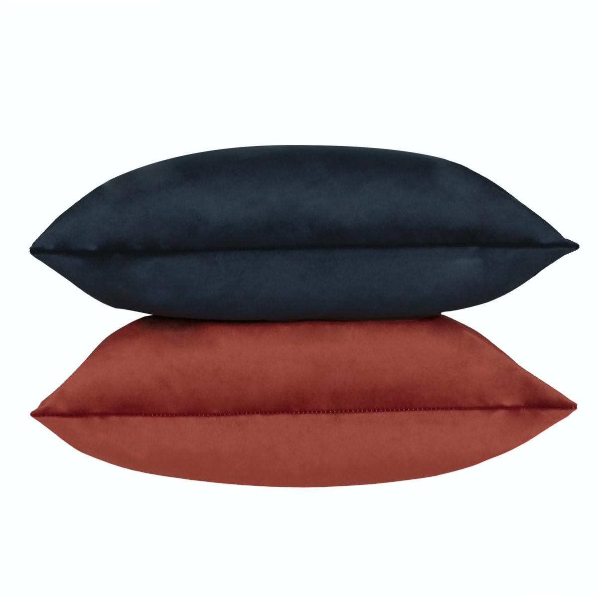 Evans Lichfield Opulent Velvet 2 Pack Cushions Midnight Blue/Sunset Orange – image 2