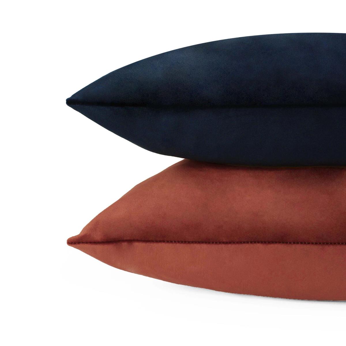 Evans Lichfield Opulent Velvet 2 Pack Cushions Midnight Blue/Sunset Orange – image 3