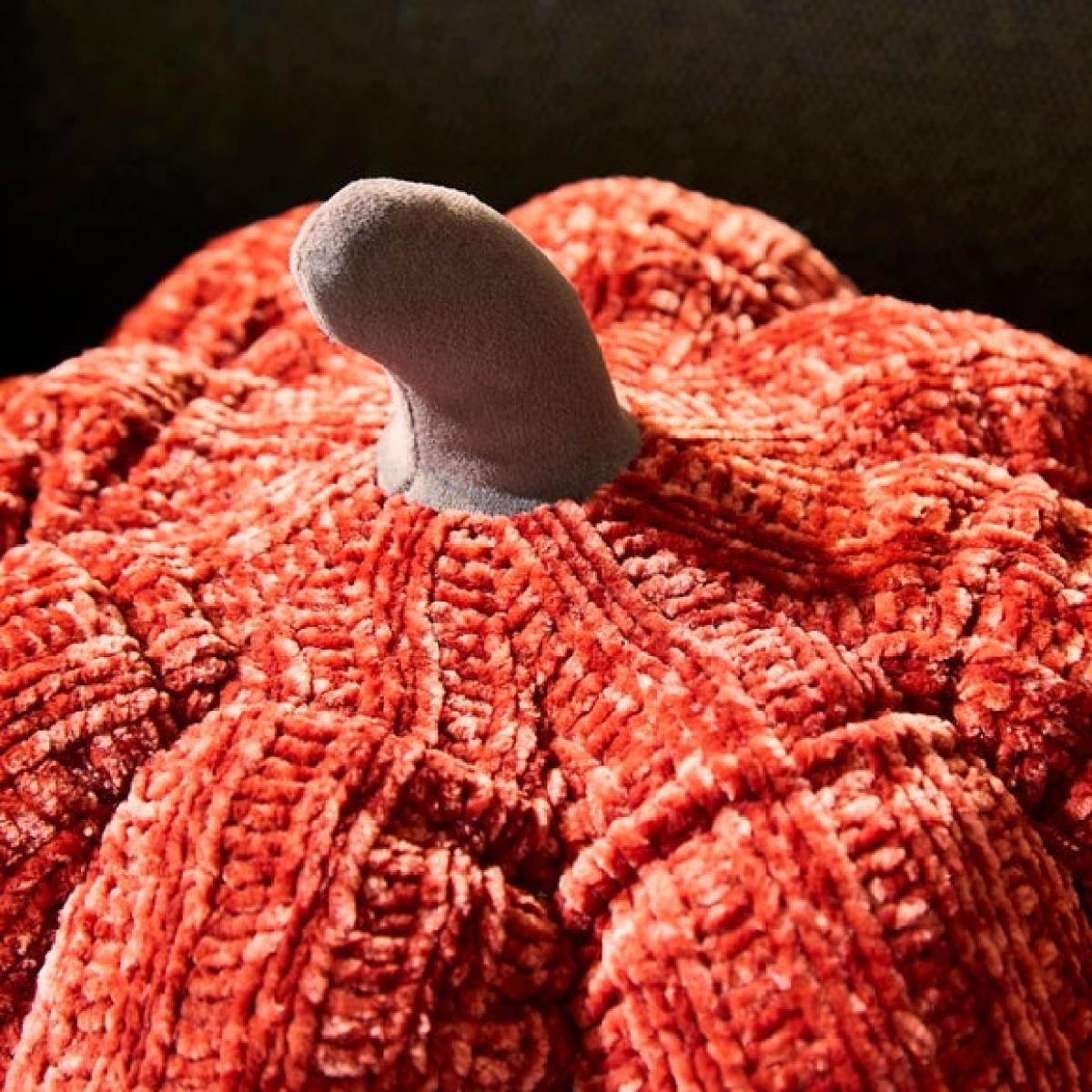 Chunky Chenille Knitted Pumpkin Cushion – image 2