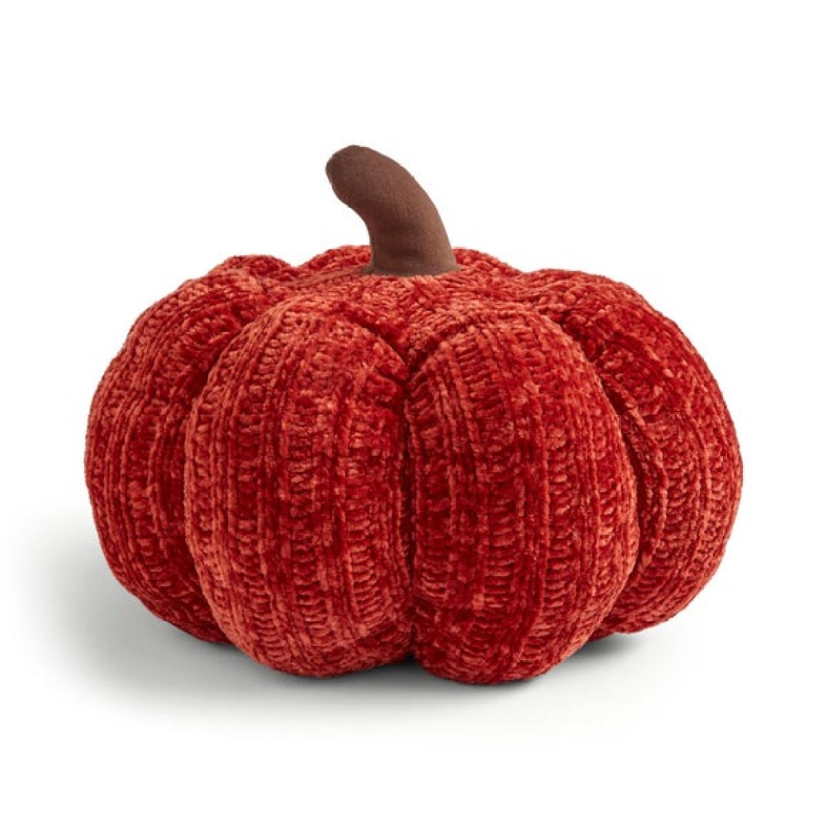 Chunky Chenille Knitted Pumpkin Cushion – image 3