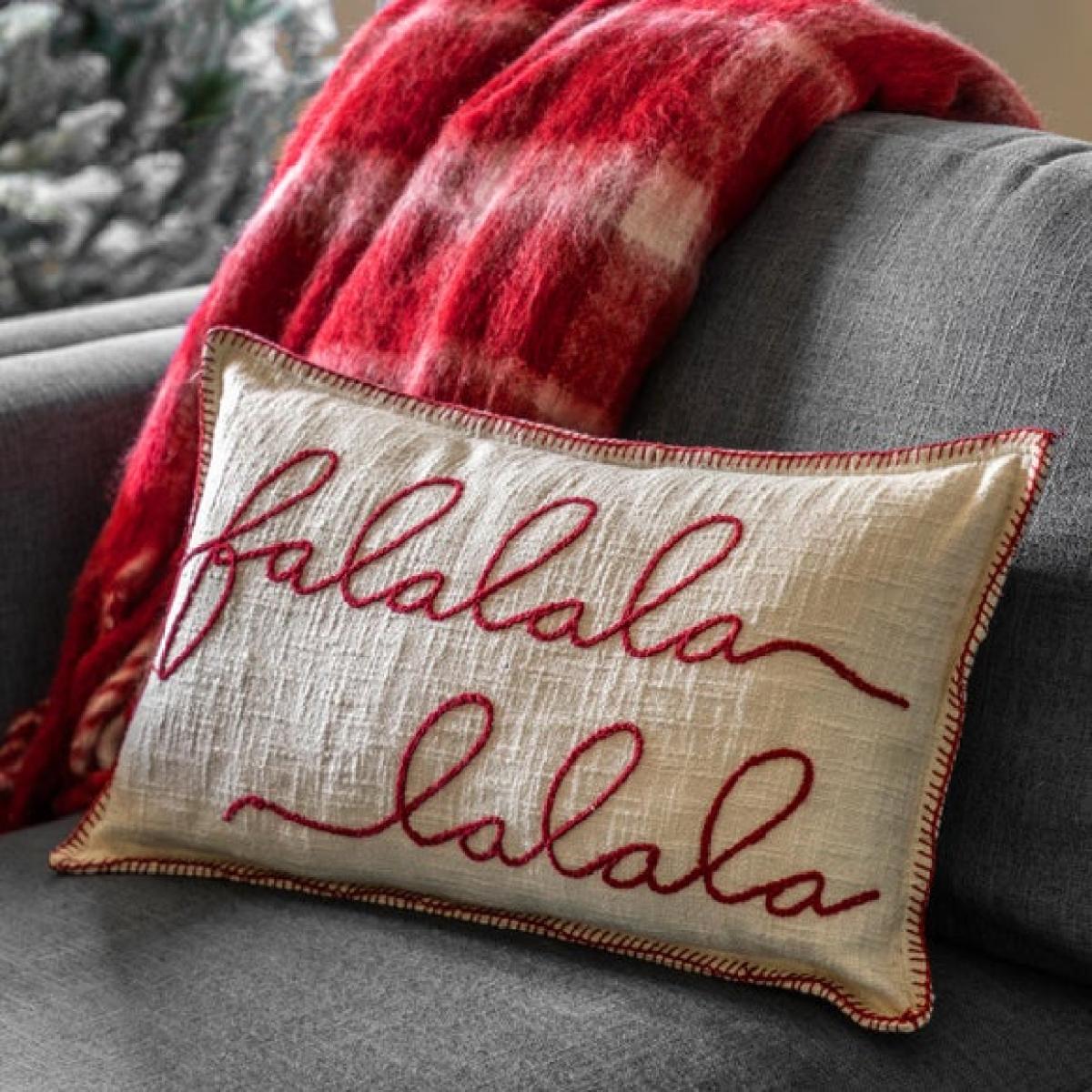 Festive Falala Stitched Rectangular Cushion – image 1