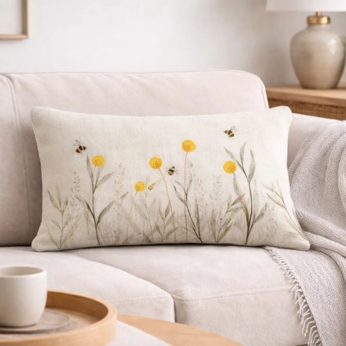 Meadow Bee Rectangle Cushion – image 1