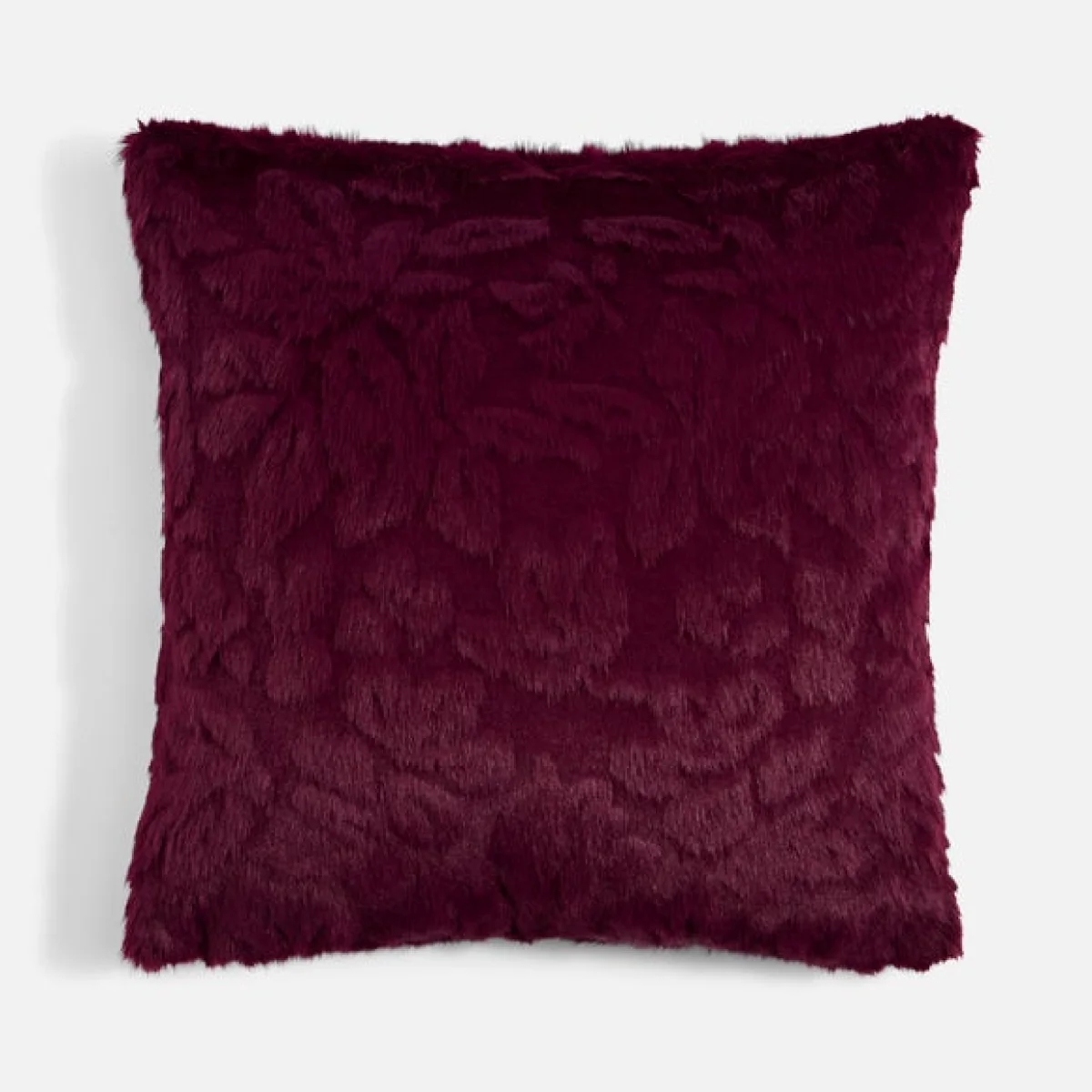 Floral Carved Faux Fur Square Cushion – image 3