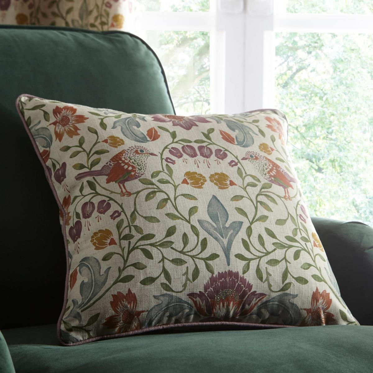 Ruskin Cotton Natural Cushion Brown/Green/Blue – image 1