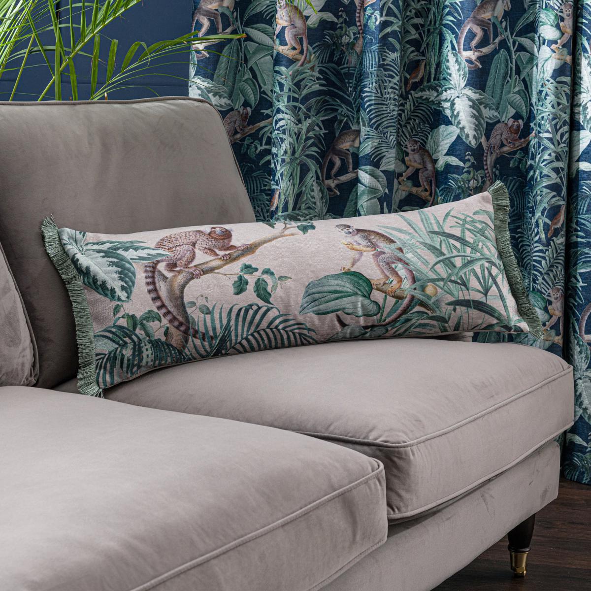 Natural Jungle Luxe Monkey Cushion Brown/Blue/White – image 2