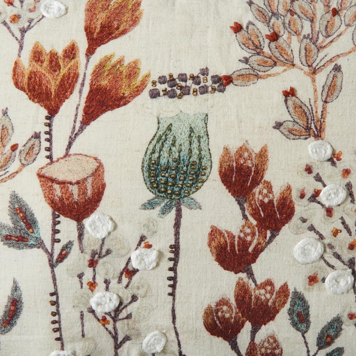 Embroidered Leaf Cushion, 30x50cm MultiColoured – image 6