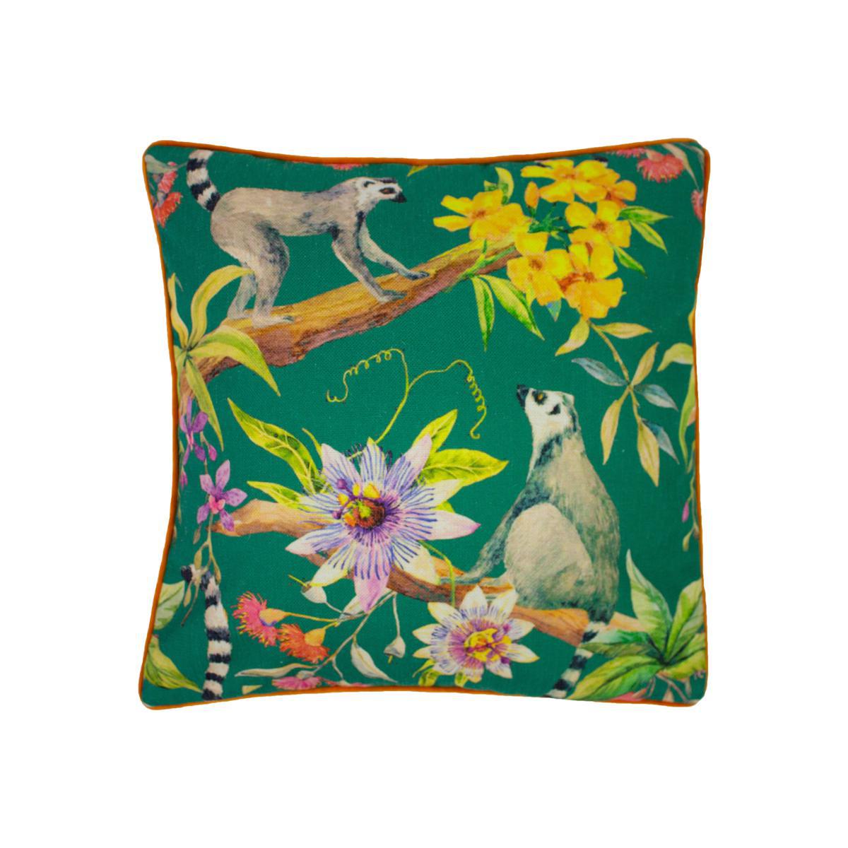 Lemur Cushion Green, Yellow and Purple – image 1