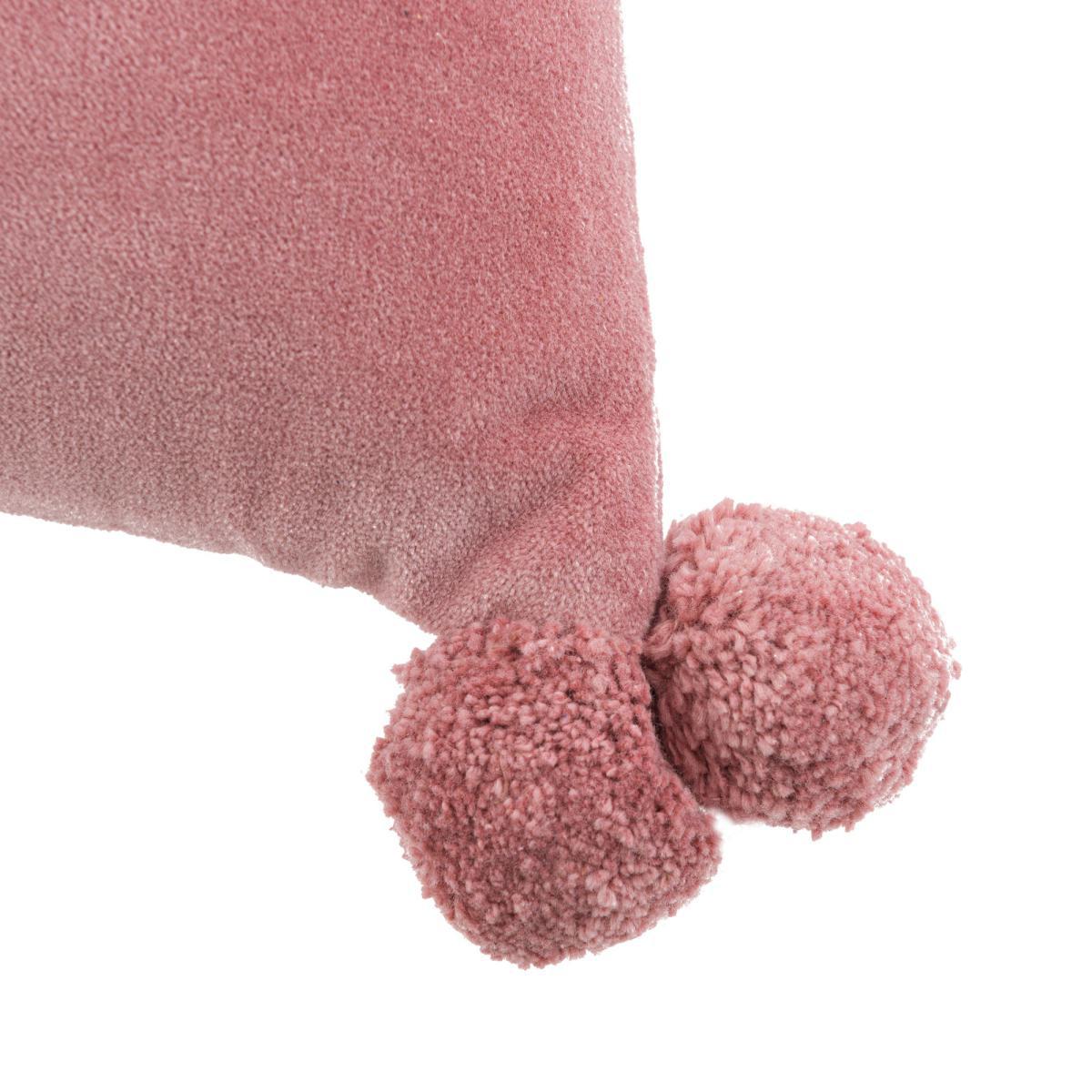 Clara Velvet Square Pom Pom Cushion Green – image 4