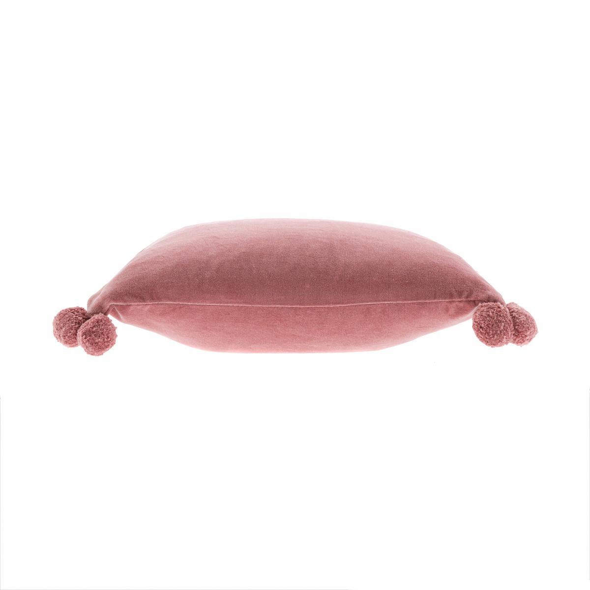 Clara Velvet Square Pom Pom Cushion Green – image 5