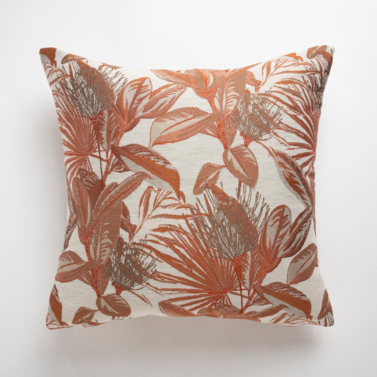 Leaf Floral Cushion Cover Orange/White – image 1