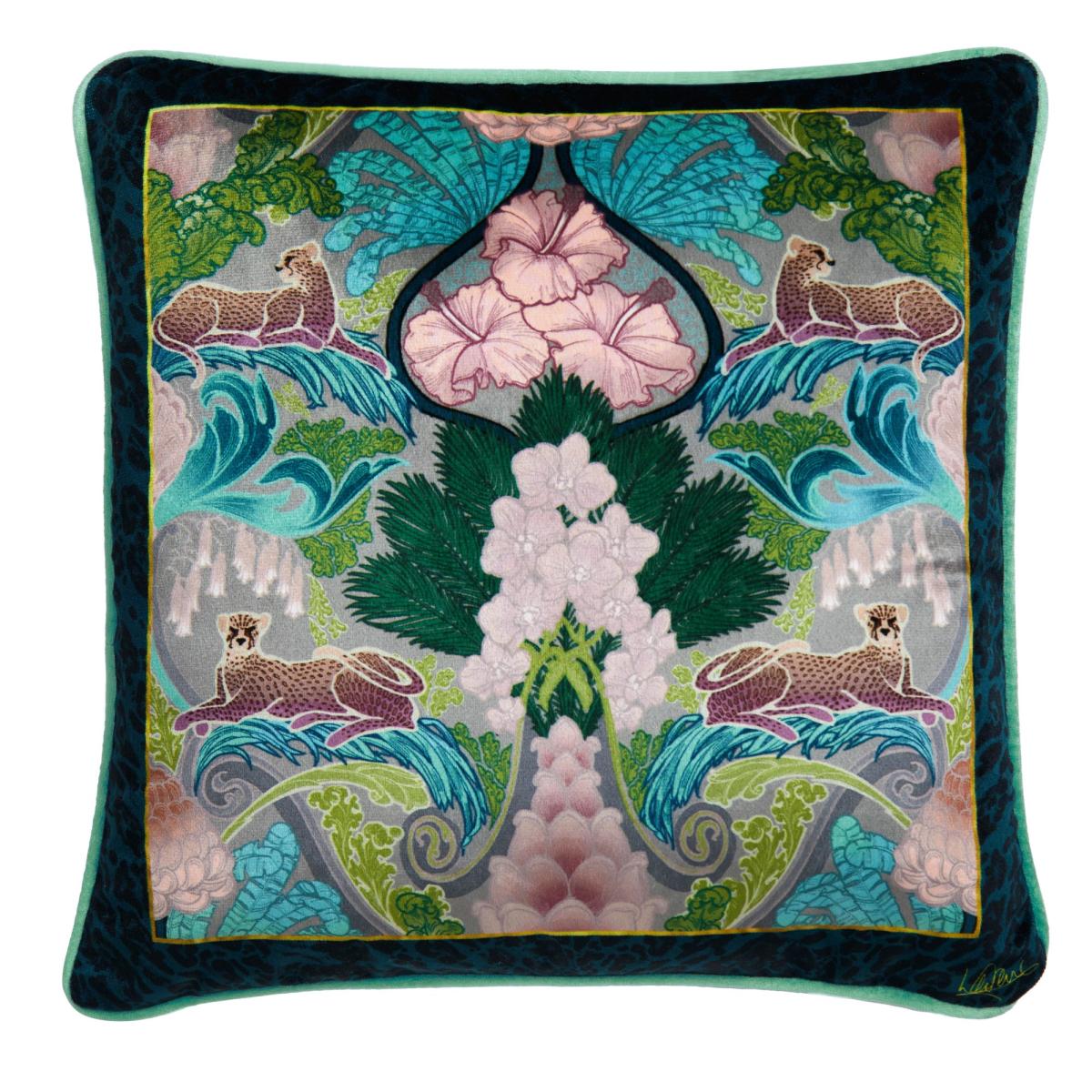 Suburban Jungle Teal Cushion 43cm x 43cm Teal (Blue) – image 2