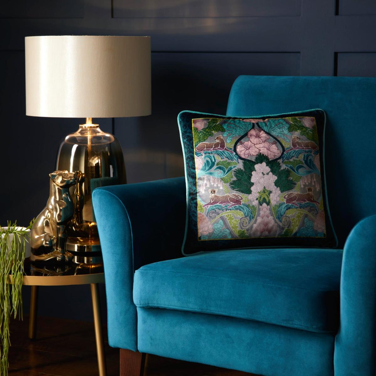 Suburban Jungle Teal Cushion 43cm x 43cm Teal (Blue) – image 1