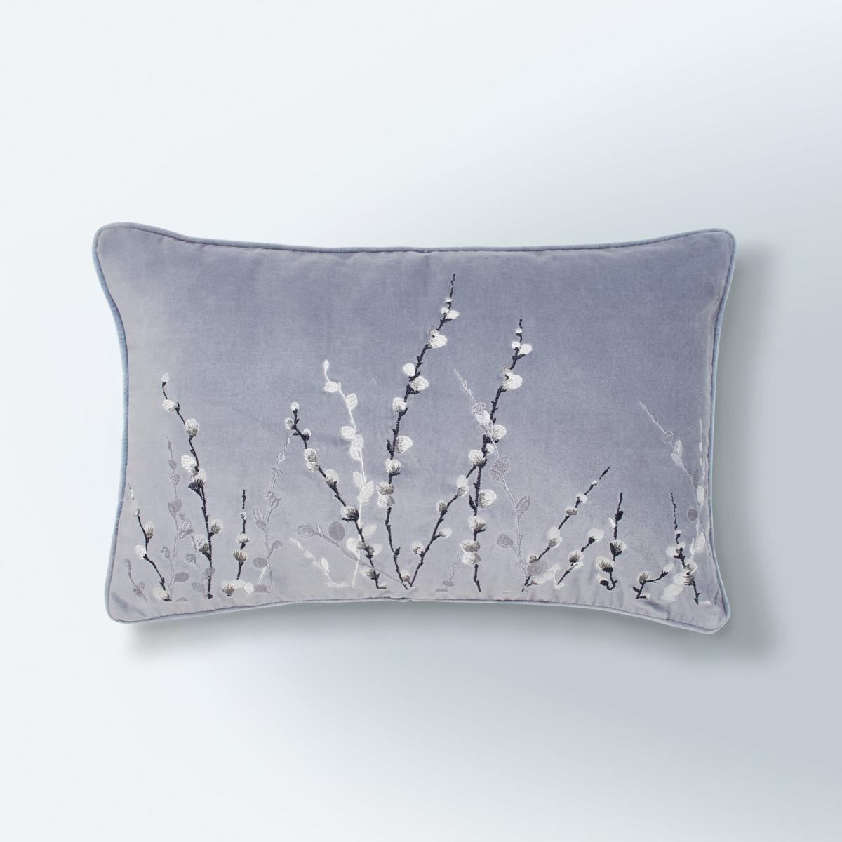 Belle Embroidered Cushion Blue – image 1