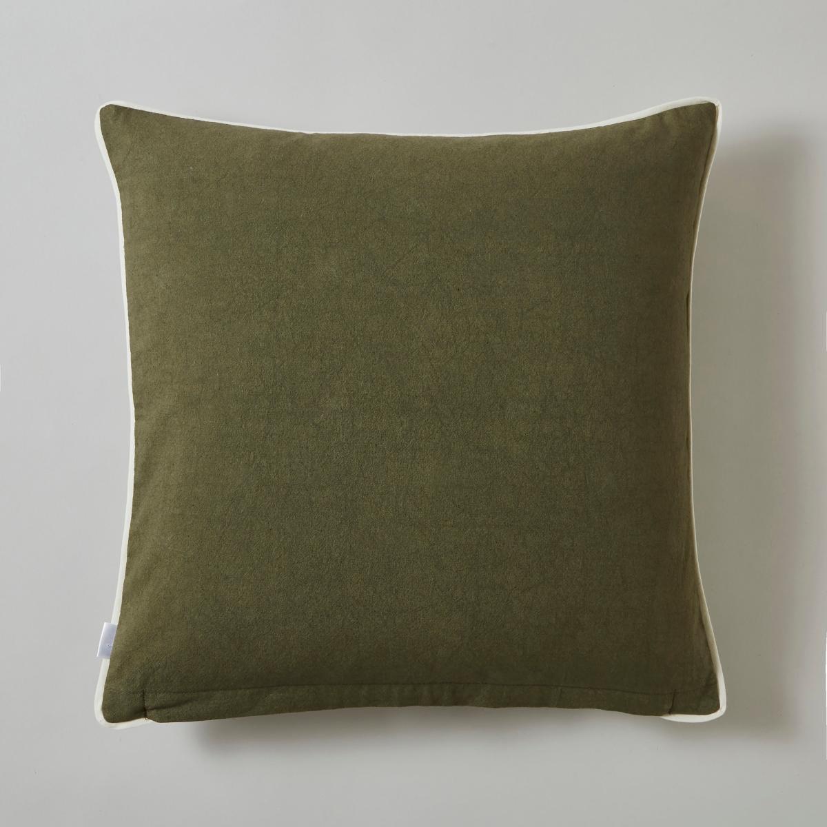 Cross Stitch Cotton Velvet Square Cushion Olive – image 5