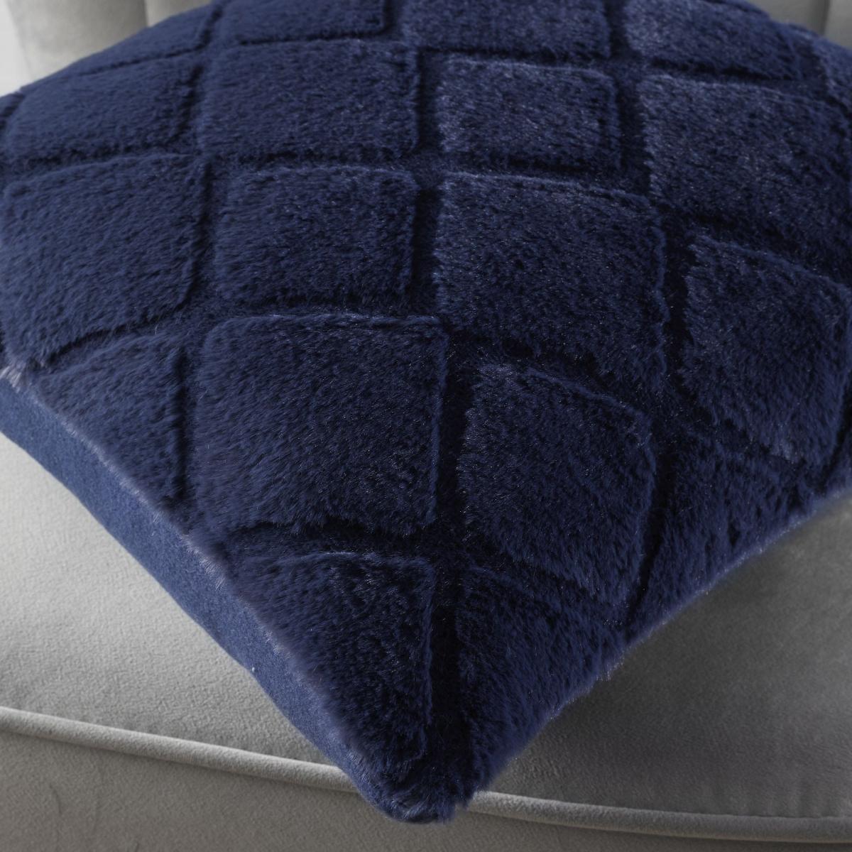 Catherine Lansfield Cosy Diamond Cushion Navy – image 2