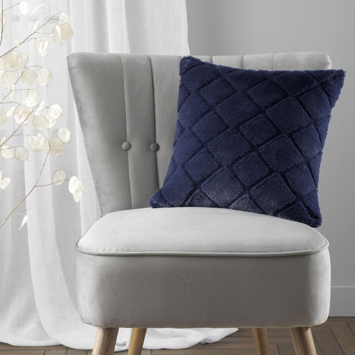 Catherine Lansfield Cosy Diamond Cushion Navy – image 1