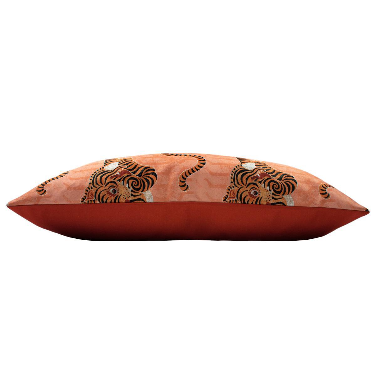 Furn. Tibetan Tiger Print Cushion Coral – image 4