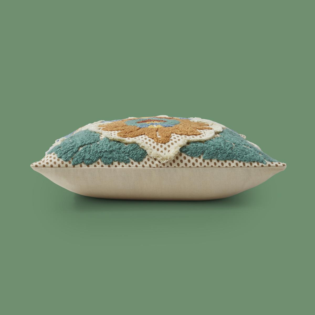 Damask Embroidered Cushion Green – image 6