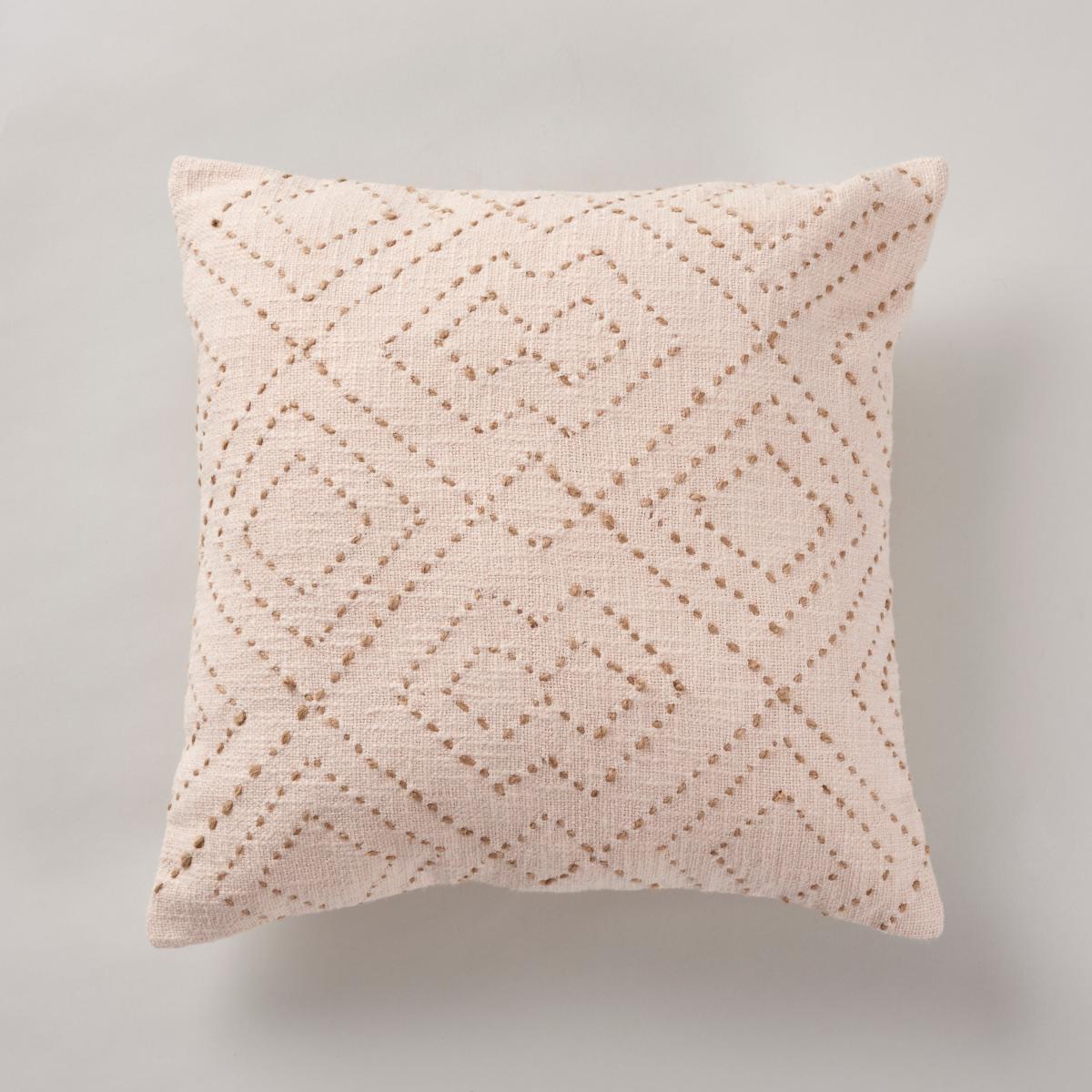 Boho Jute Embroidered Cushion Blush – image 2