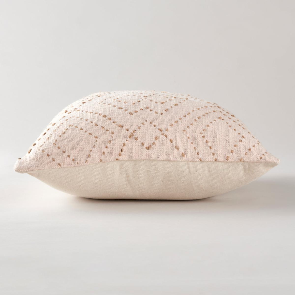 Boho Jute Embroidered Cushion Blush – image 4