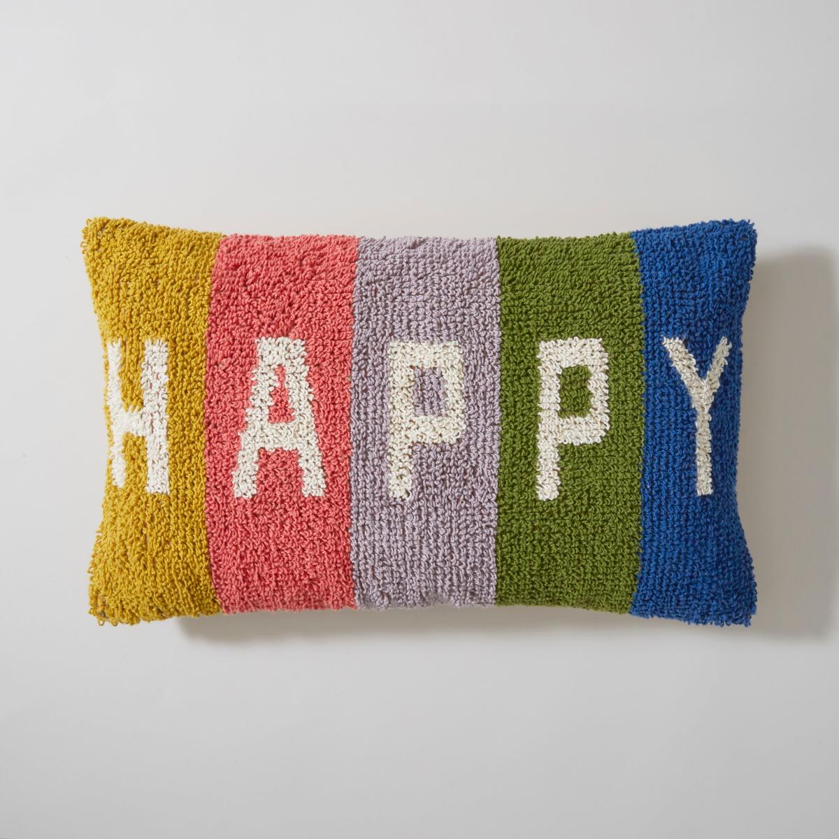 Circular Knit Happy Cushion MultiColoured – image 3