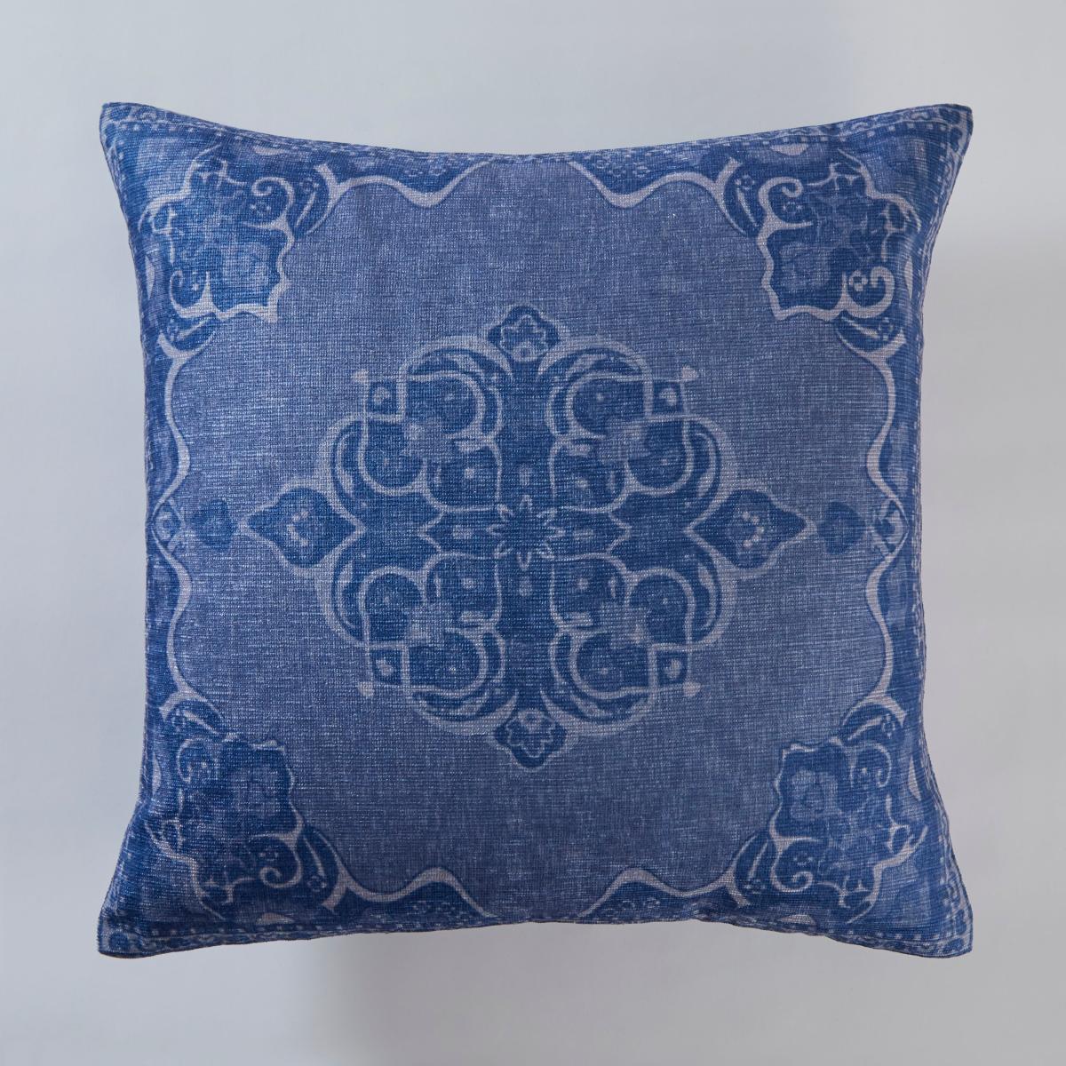 Oriental Navy Printed Cushion Navy – image 2
