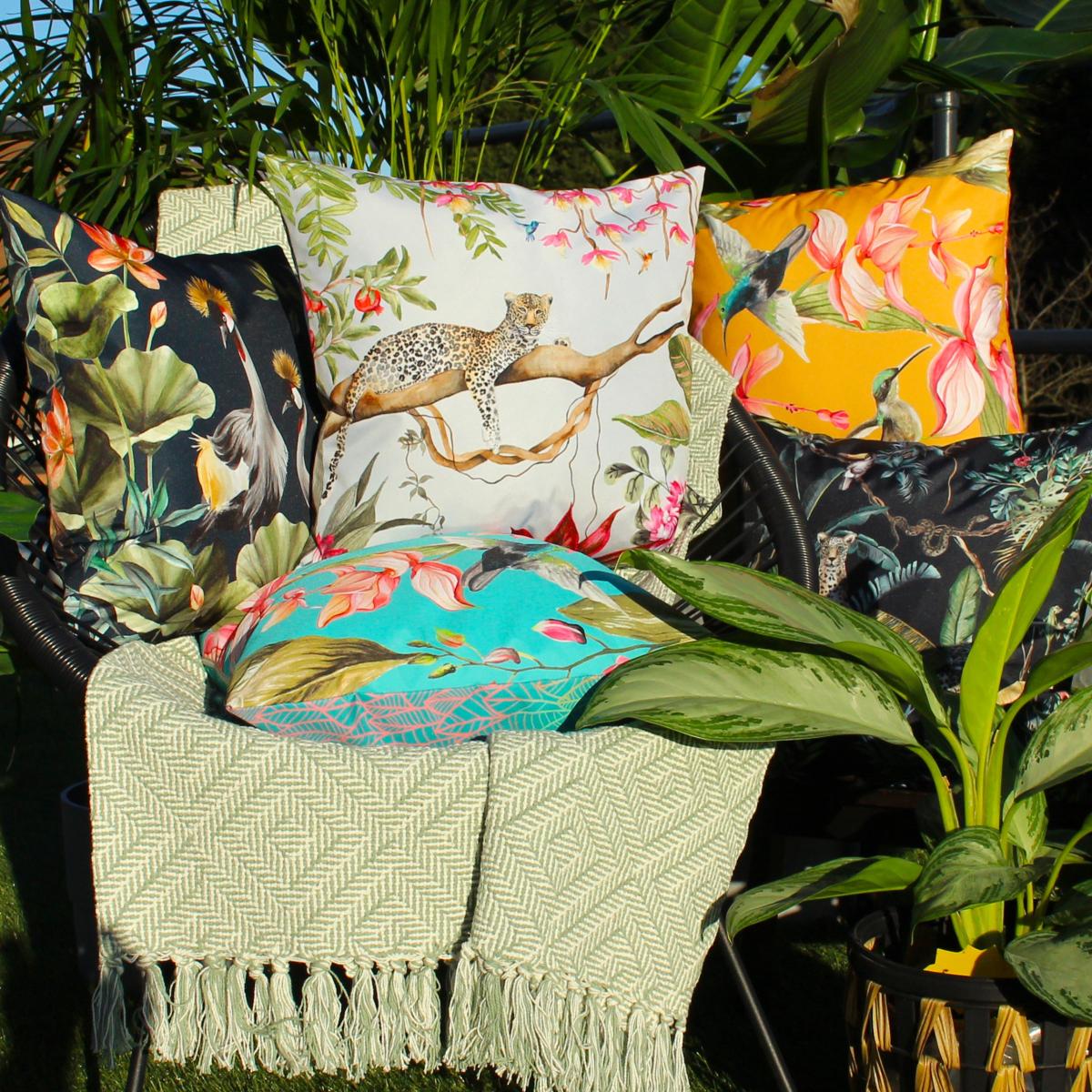 Evans Lichfield Leopard Outdoor Cushion Blue – image 4