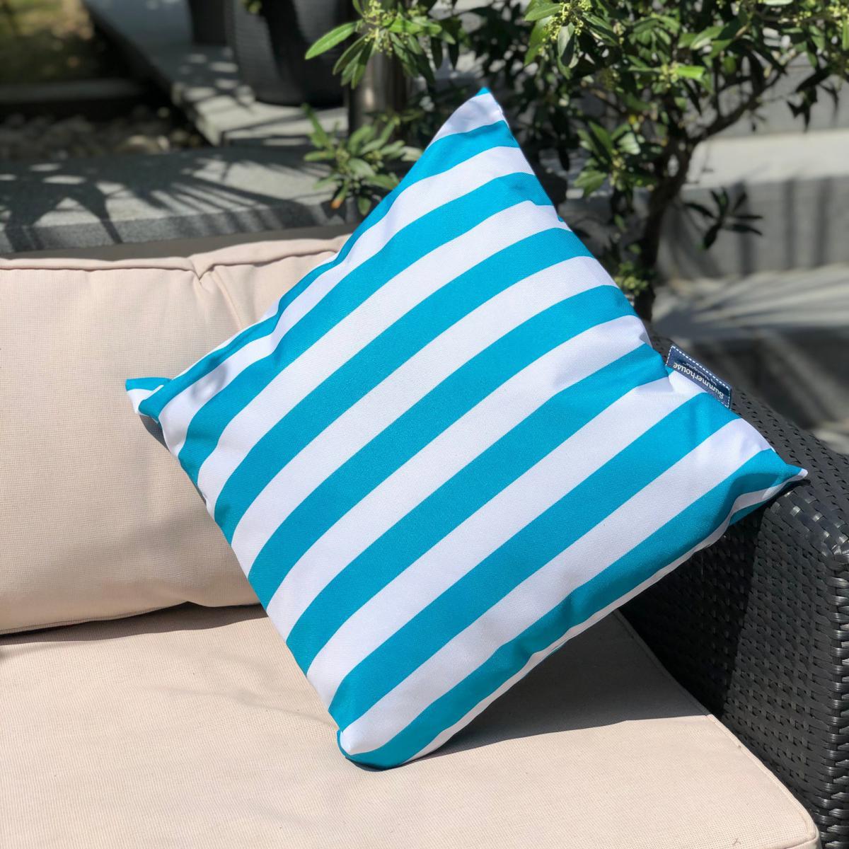 Coast Blue Water Resistant Outdoor Cushion Blue and White – image 2