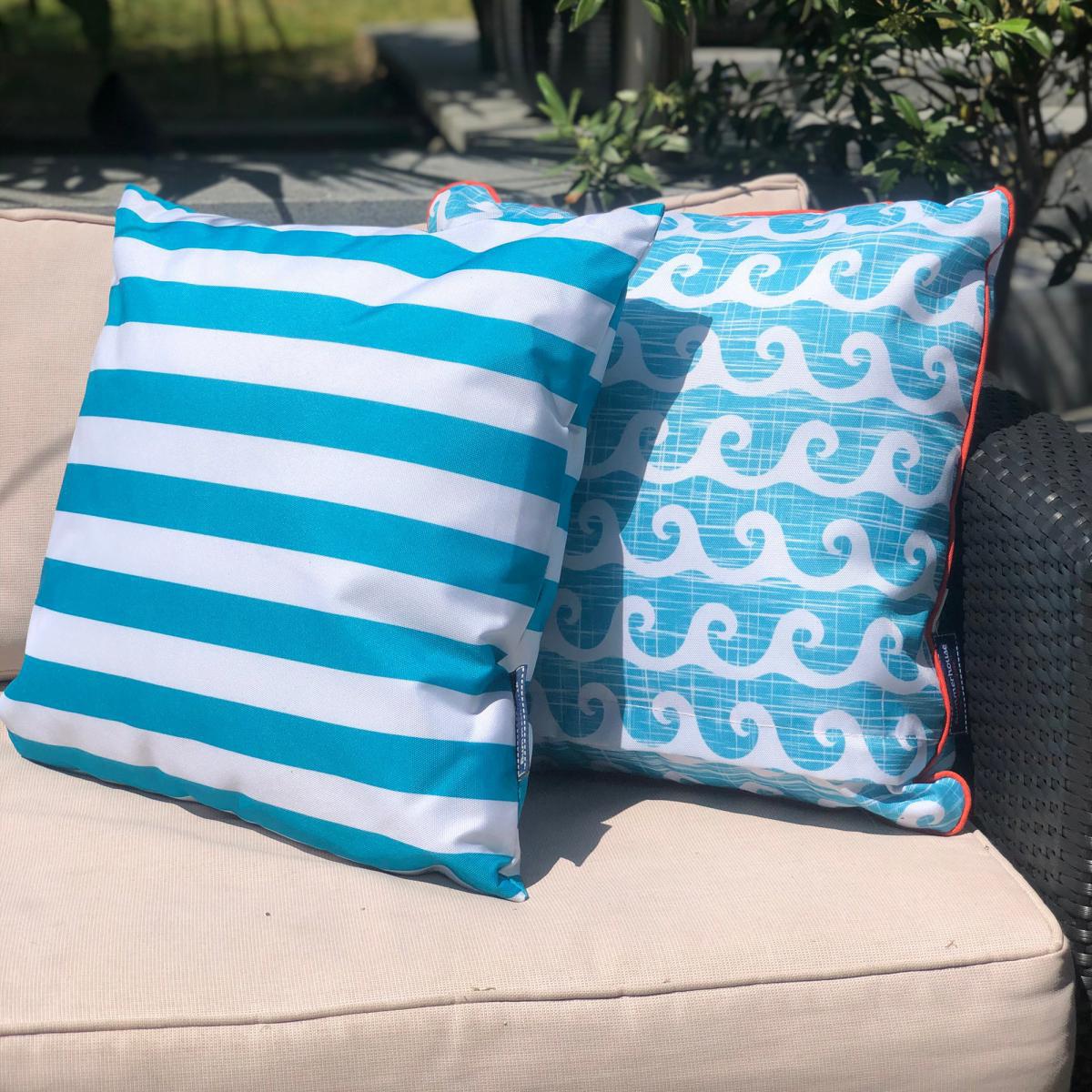 Coast Blue Water Resistant Outdoor Cushion Blue and White – image 3