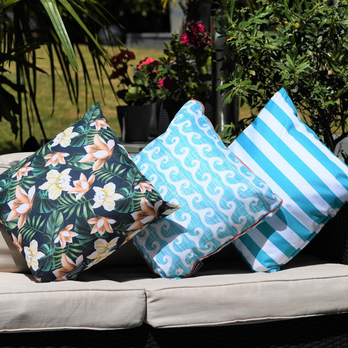 Coast Blue Water Resistant Outdoor Cushion Blue and White – image 5