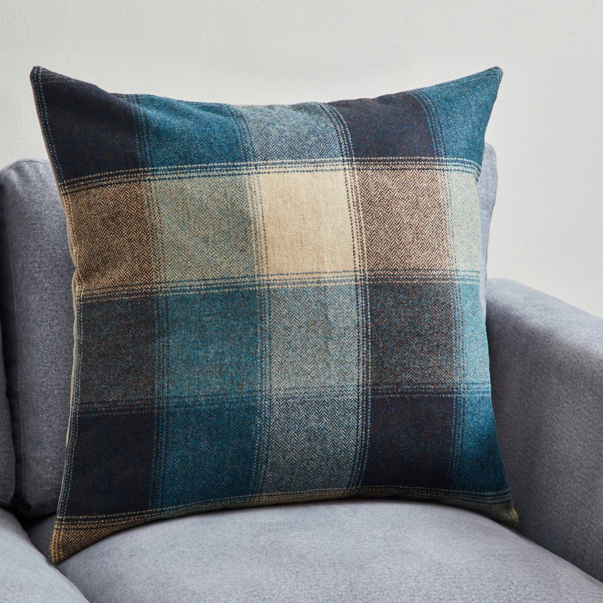 Large Blue Hamilton Check Cushion Blue – image 5