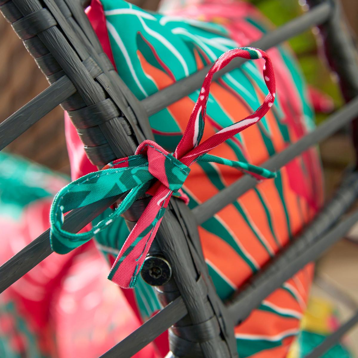 Black Egg Chair with Tropical Cushion Green – image 4