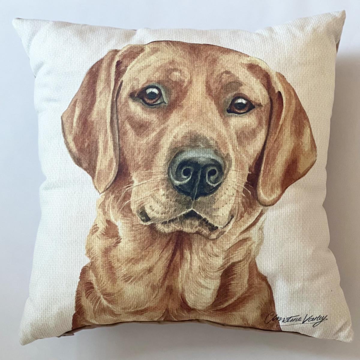 Christine Varley Fox Red Labrador Square Cushion Brown – image 2