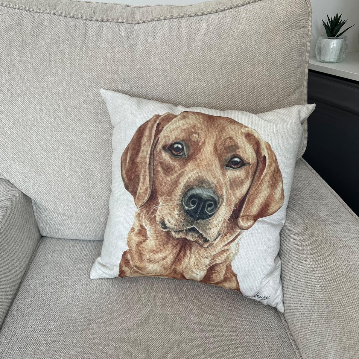 Christine Varley Fox Red Labrador Square Cushion Brown – image 1
