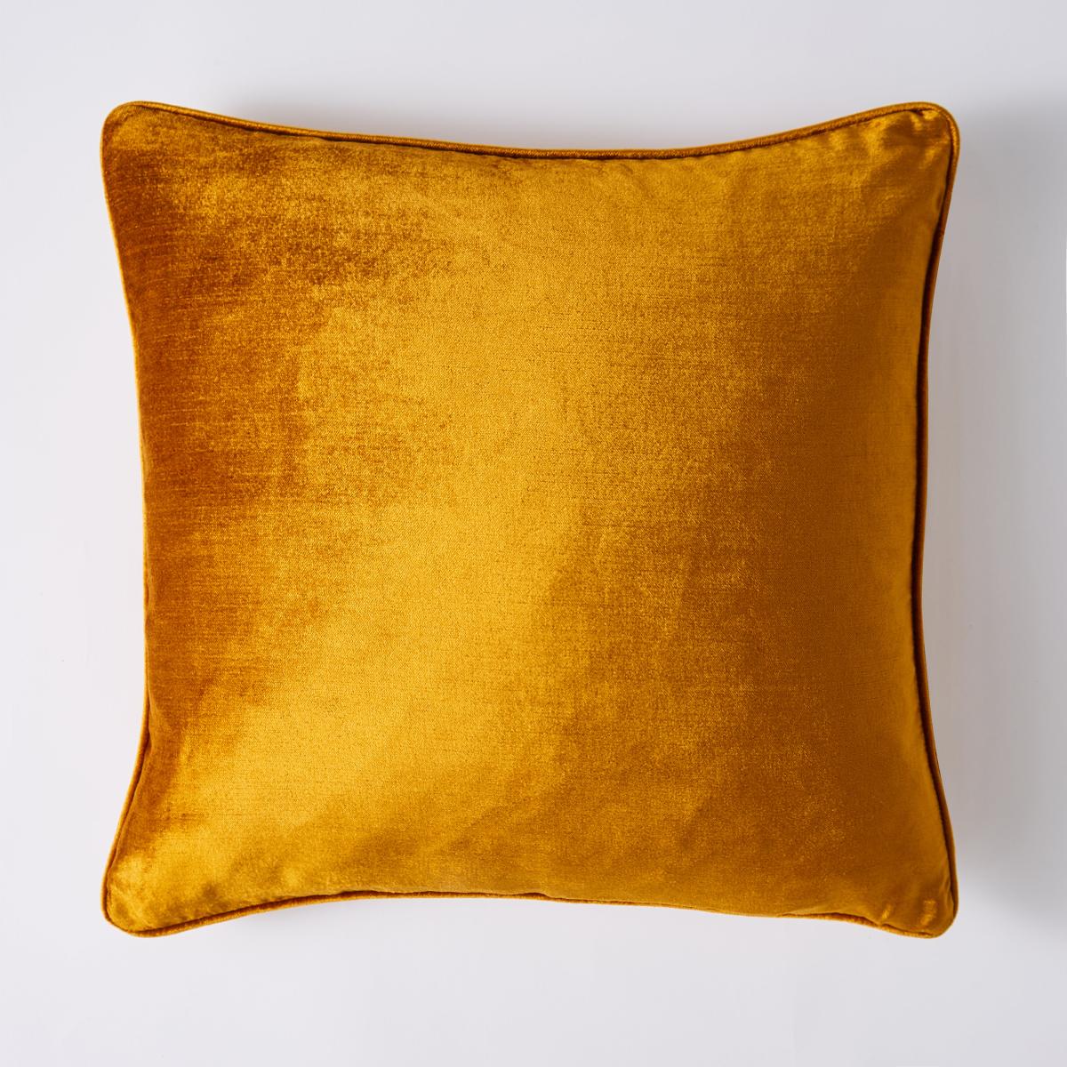 Luxe Viscose Velvet Cushion Amber Gold – image 1